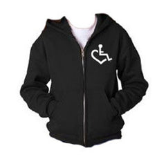 Heart Hooded Zip-Up - Black