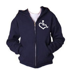 Heart Hooded Zip-Up - Navy Blue